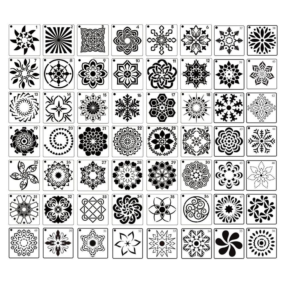 36/56Pcs Creative Mandala Dot Painting Templates Hollow Reusable Dot Painting Stencils Small Size Craft Project