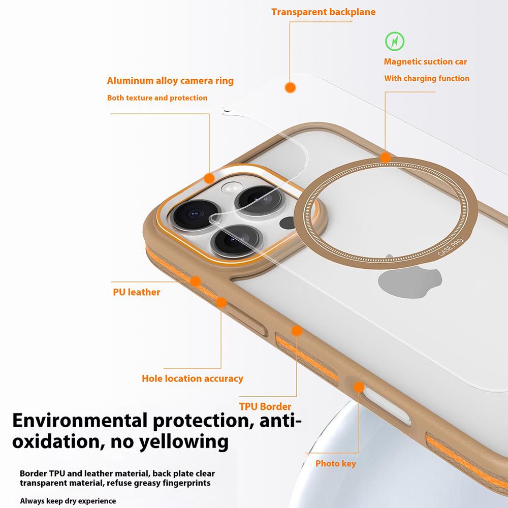 For iPhone 16 Pro Magnetic Case Shockproof TPU+PC Clear Back Phone Cover