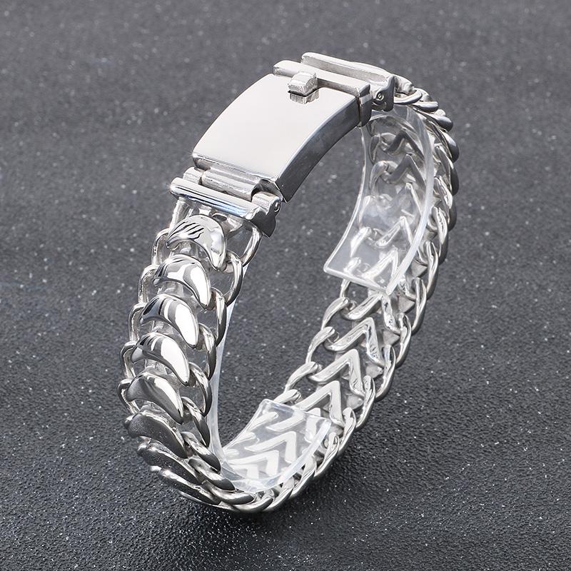 19mm Polished Cast Chain Men's Bracelet - Stainless Steel 316L - KB23390-D