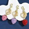 Keychain Pendant Rhinestones Inlaid Strawberry Shape Key Chain with Lobster Clasp Bag Charm Backpack Pendant Accessory
