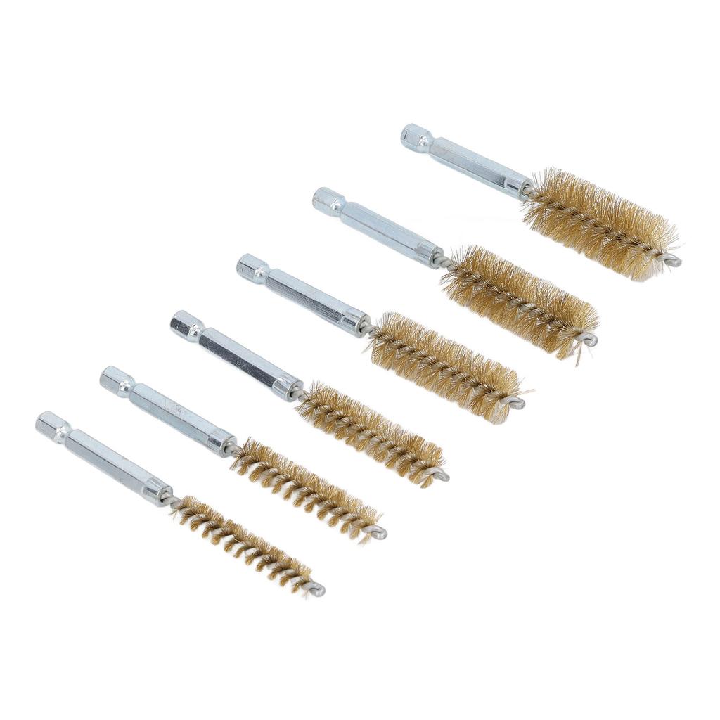 6PCS Bore Brush 4in Rust Proof Twisted Wire Cleaning Brush with 1/4in Hex Shank for Electric Drill Impact Driver