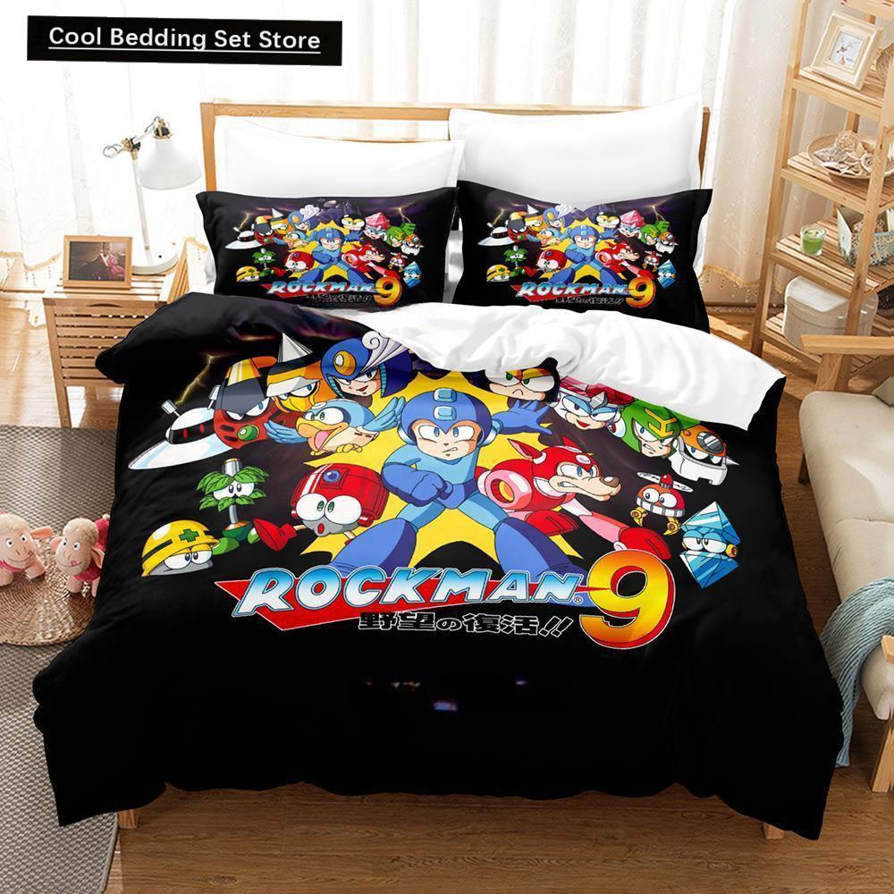 Mega Man X Dive Bedding Set Single Twin Full Queen King Size Bed Set Adult Kid Bedroom Duvet Cover Sets 3D Anime Bed Sheet Set