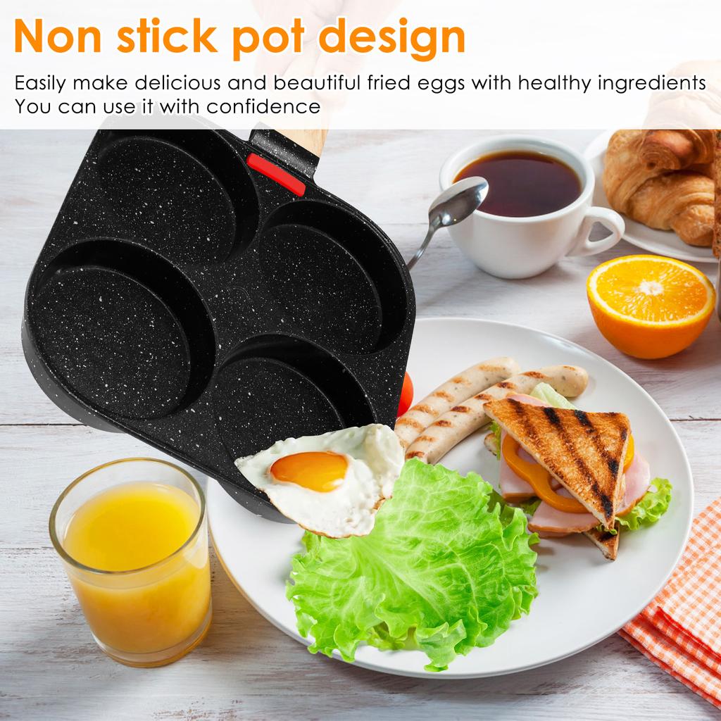 4-Cups Egg Frying Pan Nonstick Pancake Pans Cookware Omelette Pan Skillet Egg Pan for Kitchen Gas Stove Induction Cooker