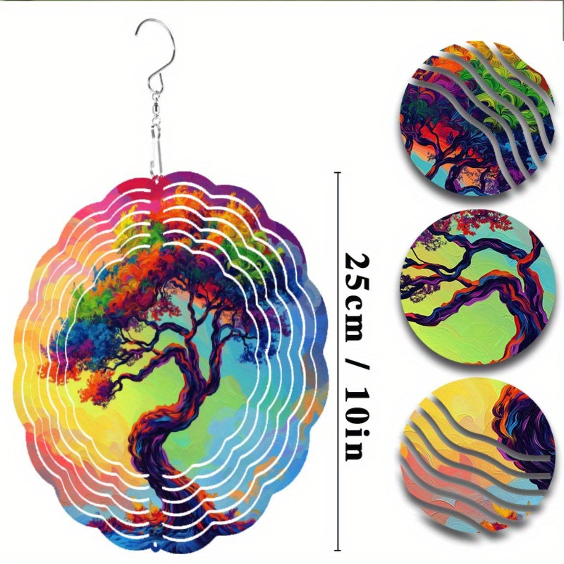 

10-дюймовая подвеска-колокольчик «Древо жизни» - Расписанное вручную фэнтезийное искусство, Волшебный декор для сада на открытом воздухе с зачарованными колокольчиками, Динамичное подвесное украшение для дома/улицы 01A