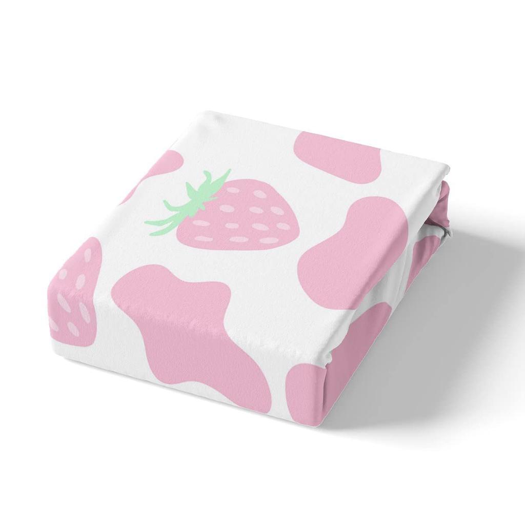 Erdbeerkuh Dreiteiliger Bettdeckenbezug 3D Digitaldruck Bettwäscheset Bettdecke