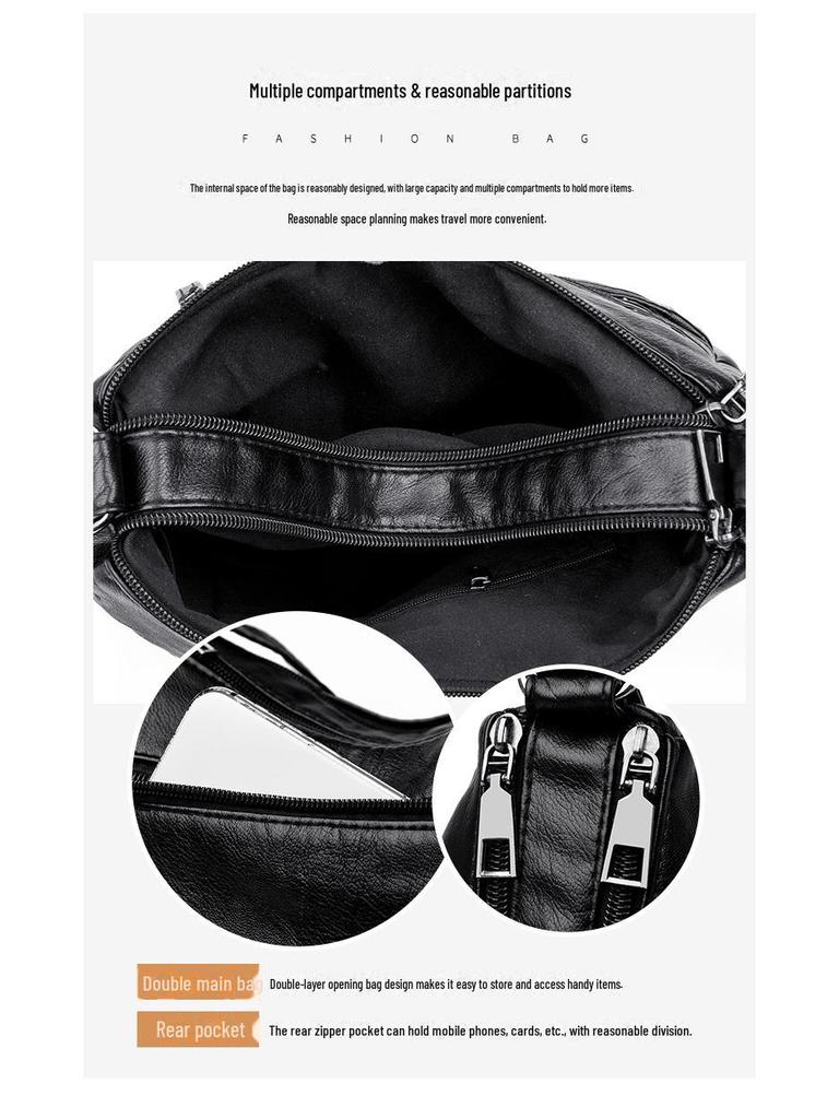 Women's 2021 Trendy Soft Leather Shoulder Bag - Large Capacity, All-Match, Middle-Aged Messenger Style