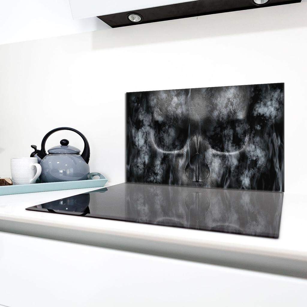 Szklana płyta ochronna na kuchenkę 90x52 Czaszka