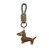 Mini Dachshund Cowhide Keychain: High-Quality Anti-Lost Lanyard with Cute Doll Pendant