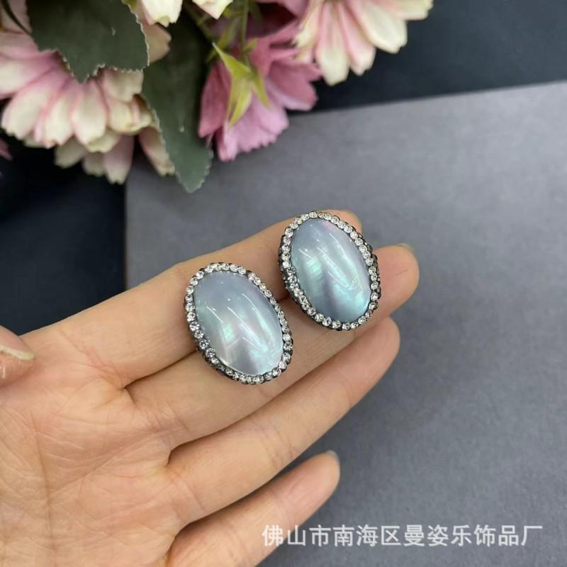 Natural Gray Mabe Pearl Jewelry Set Original Design Necklace Earring Ring Trio Women