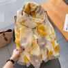 Korean Style Floral Cotton Linen Scarf - Versatile Autumn/Winter Shawl for Women