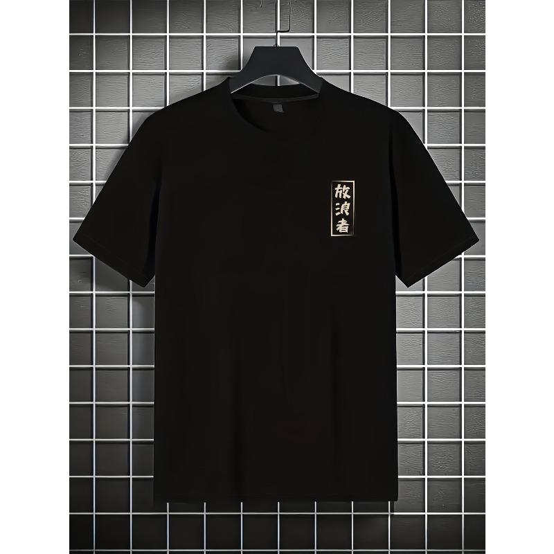 Men's Japanese Samurai & Cherry Blossom Print Short Sleeve T-Shirt - Breathable,Loose Fit Casual Round Neck Tee for Summer Outdoor Wear,Streetwear