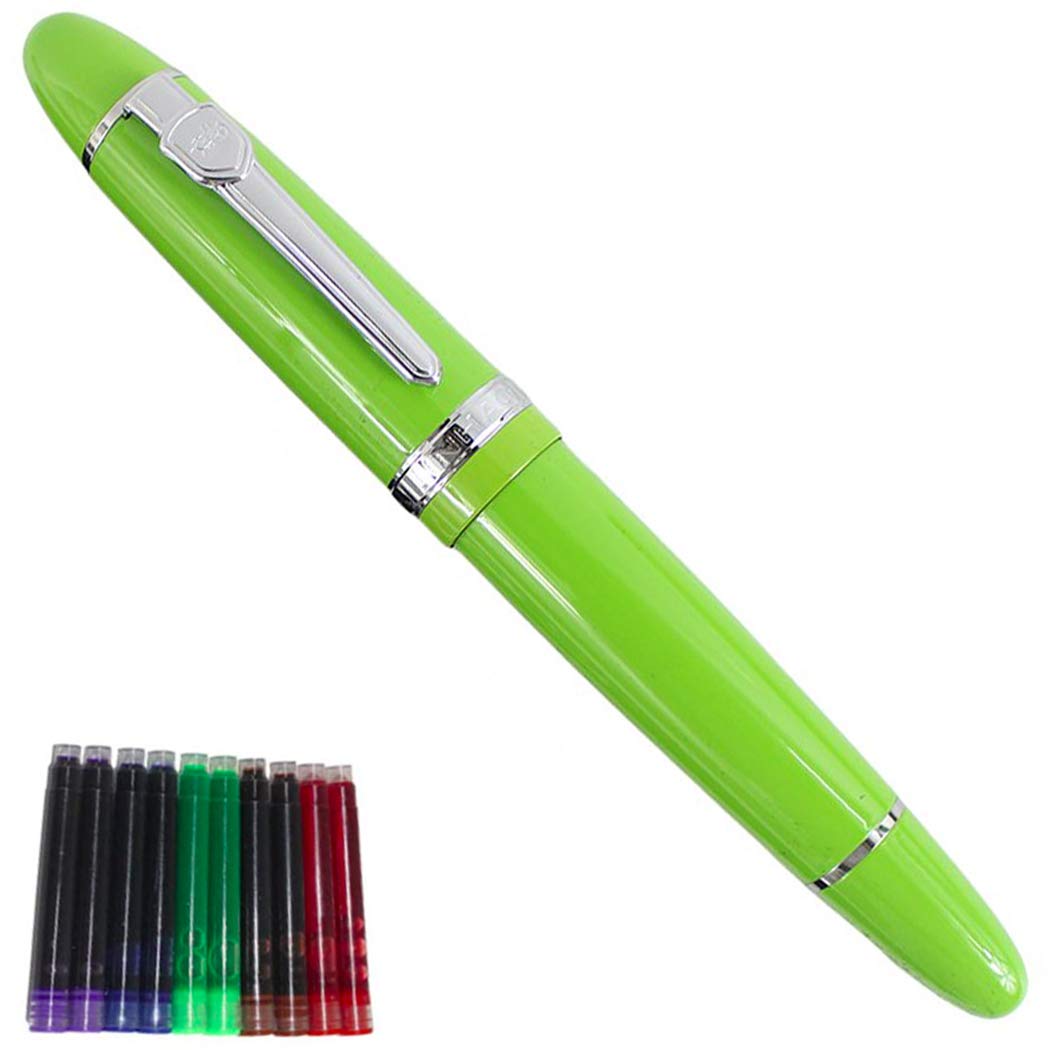 Gullor Vibrant Green Fountain Pen 159 Original Pen Pouch PU Leather Ink Cartridge Set