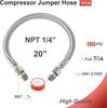 1/4Inch X 20Inch Nonrust Steel Air Compressor Jumpers Hose With Rotating NPT Ends For Stable Airflows