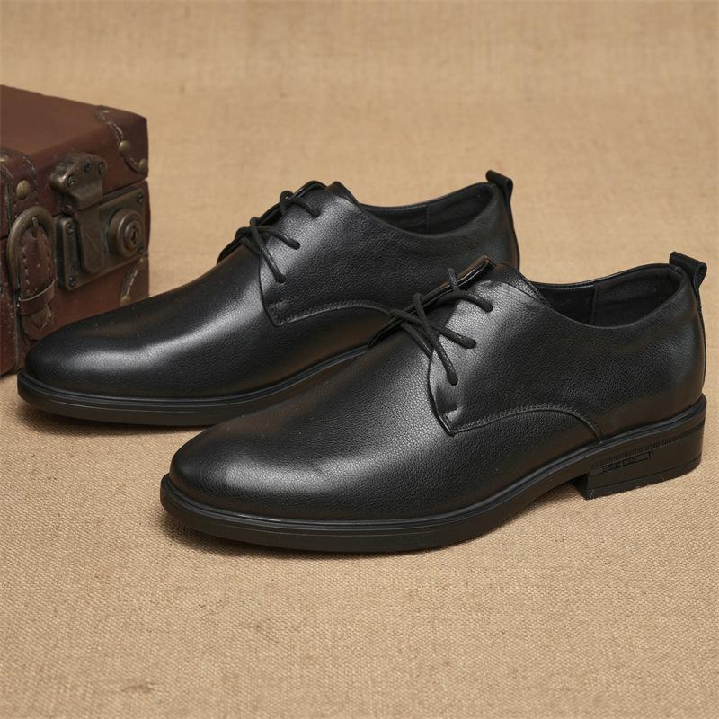 New Men's Business Dress Leather Shoes with Top Layer Cowhide for Commuting Low Cut Comfortable and Breathable Groom and Groomsman Leather Shoes