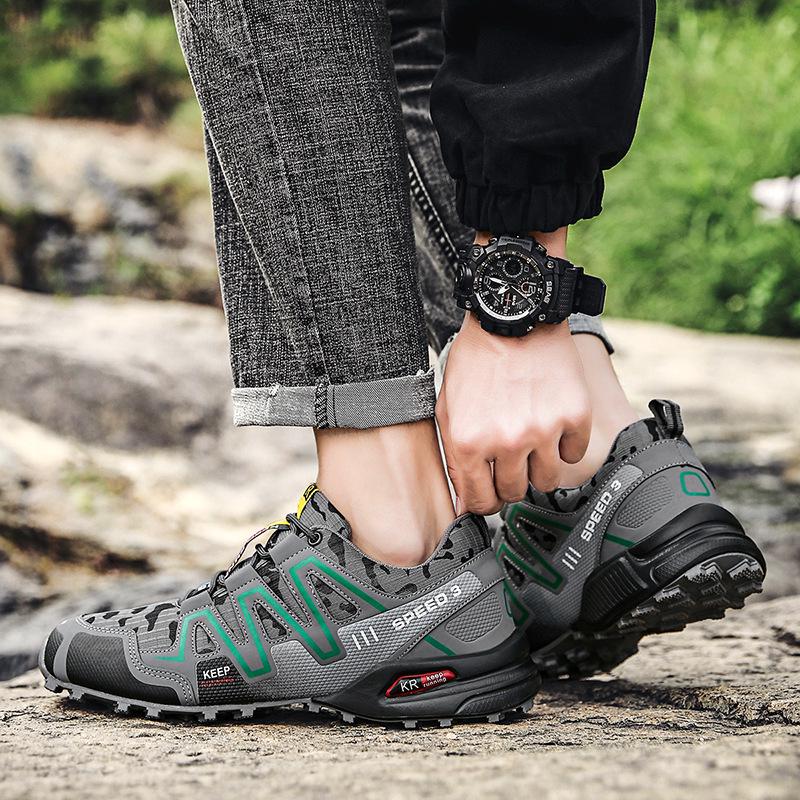2025 Men's Camouflage Off-Road Running and Hiking Shoes - Breathable Plus Size for Outdoor and Travel Activities