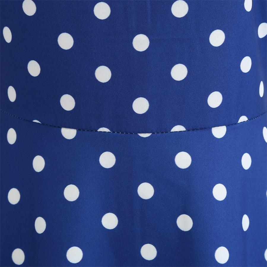 Retro Women's V Neck Short Sleeve Polka Dot Print Lace Up Waist Dress