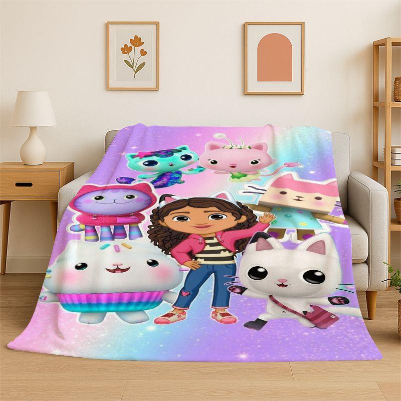 Coperta Plaid in Morbida Flanella del Cartone Animato Gabbys Dollhouse, Coperta Calda e Accogliente per Letto, Divano, Salotto, Camera da Letto, Picnic