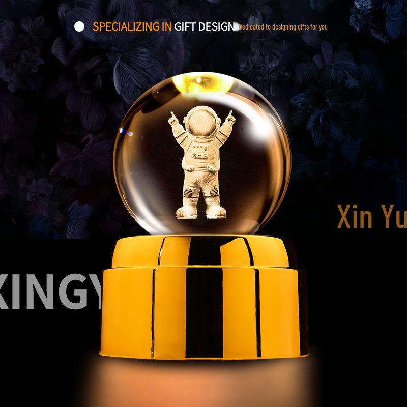 Creative Rotating Crystal Ball Night Light: Decorative Craft for Bedroom Atmosphere and Festive Gift.