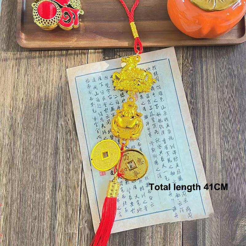 2026 Year Of The Horse Wall Hanging Ornament Green Plant Potted Lucky New Year Decoration 2026 Year Of The Horse Wall Hangingift