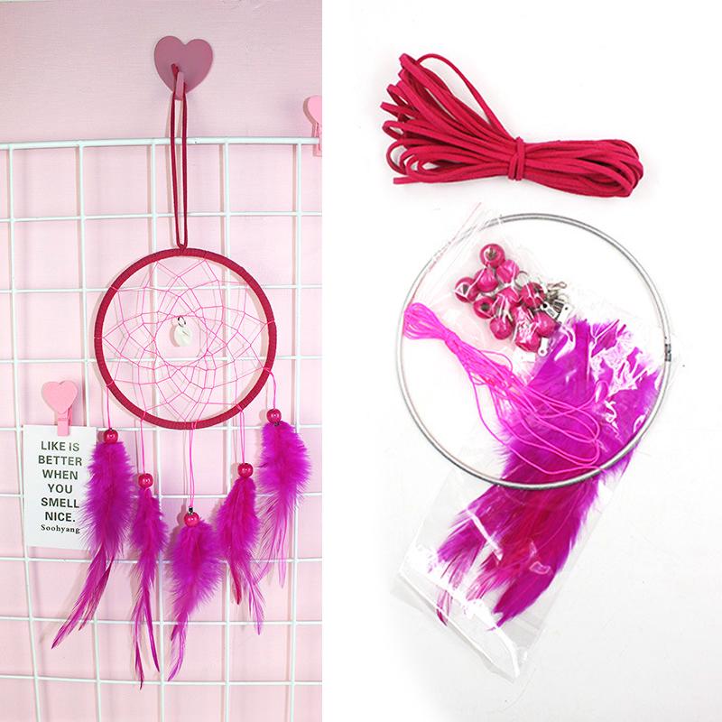 Colorful DIY Dream Catcher Kit Feather Decoration Wall Home nursery Decor Feather Set Crafts Dream Catcher DIY Material craft