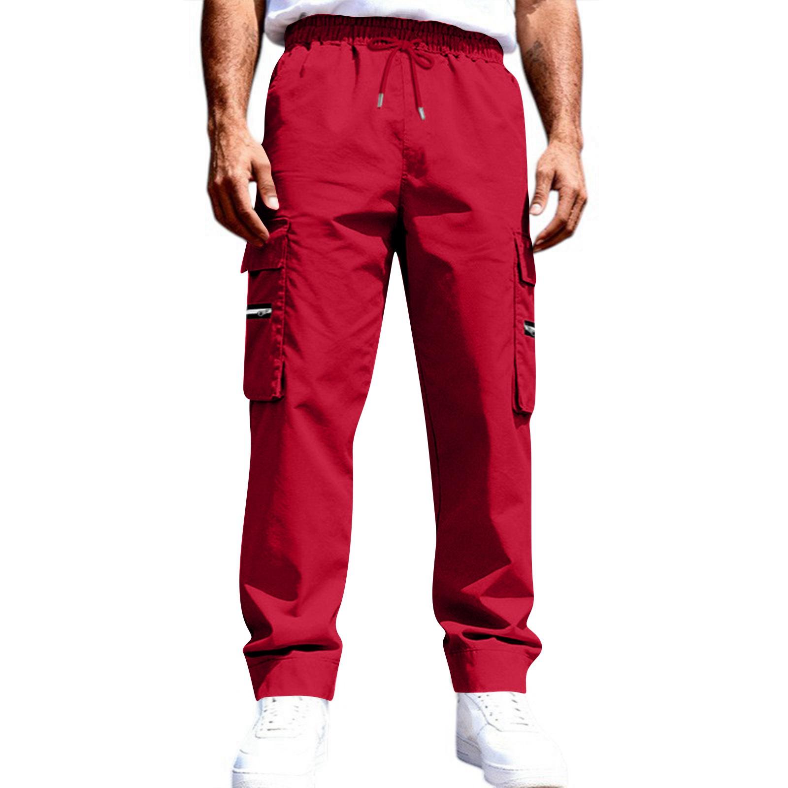 

Men s Summer Casual Sports Hip-Hop Workwear Pants XL червоний