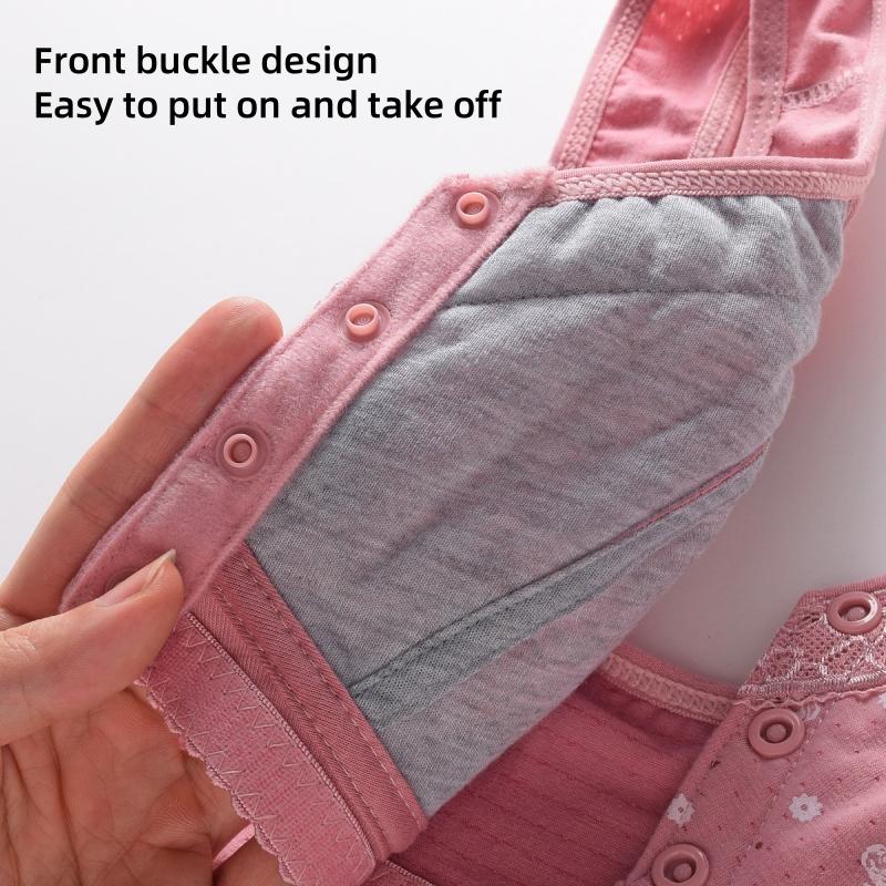 Women's Bra Front Button Bra No Steel Ring Printed Underwear Vest Bra Plus Size