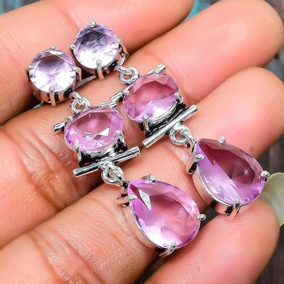 Pink Kunzite Gemstone  925 Sterling Silver Handmade Amazing Jewelry Earring