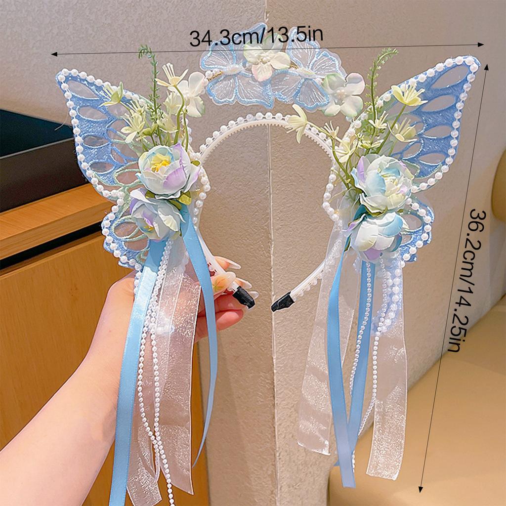 Fairy Flower Headband For Children Sweety Butterfly Element Tassel Hair Crown Girls Art Photography Hair Accessories Hair Hoop