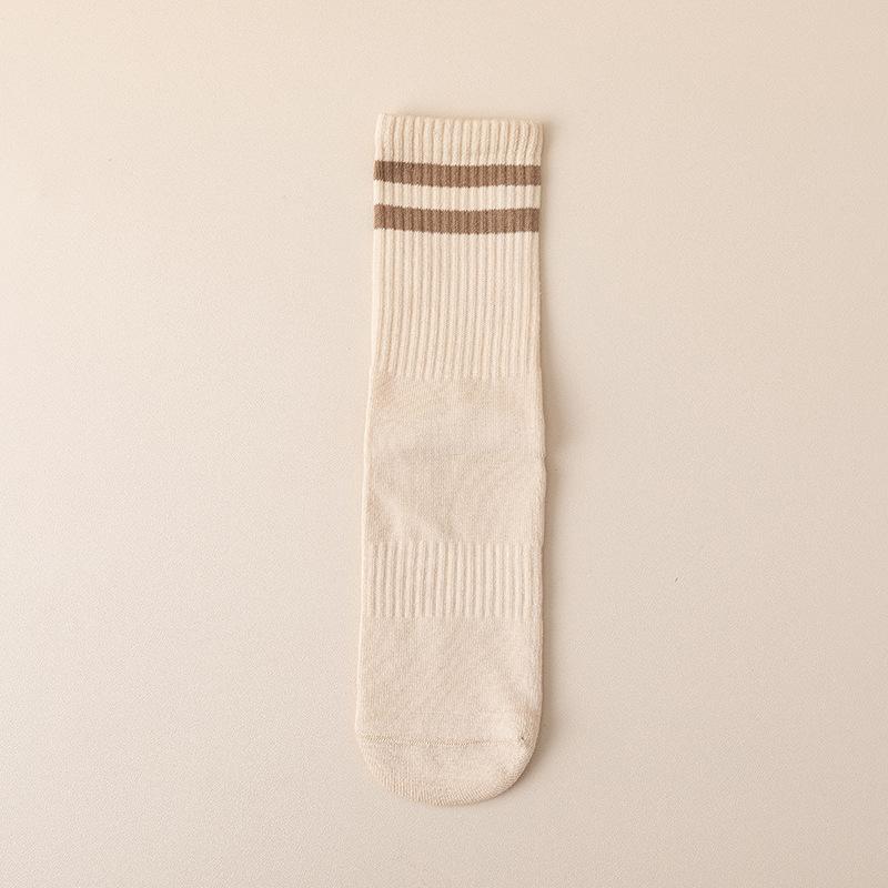 

Носки для йоги, Женские профессиональные противоскользящие носки до середины икры, Чистый хлопок, для фитнеса в помещении, бега, пилатеса, спортивные, взрослые напольные носки 1 pair бежевый