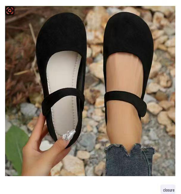 

Mary Jane Flats - 2024 Spring/Autumn Retro Plus Size French Style One-Strap Low-Cut Leather Shoes for Women 40