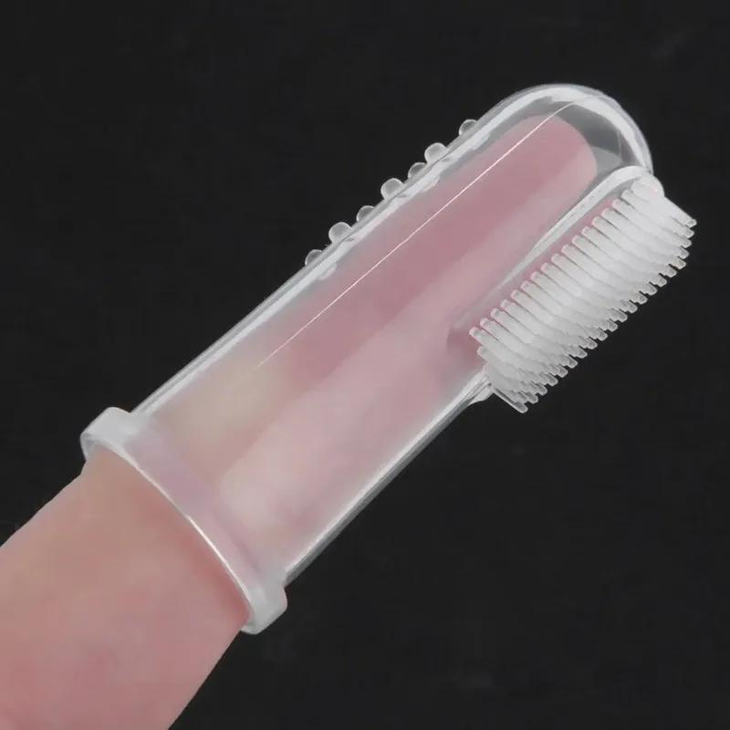 1Pcs Baby Kids Finger Soft Silicone Gum Teeth Clear Deciduous Infant Toothbrush Cleaning Massage Baby Finger Toothbrush With Box