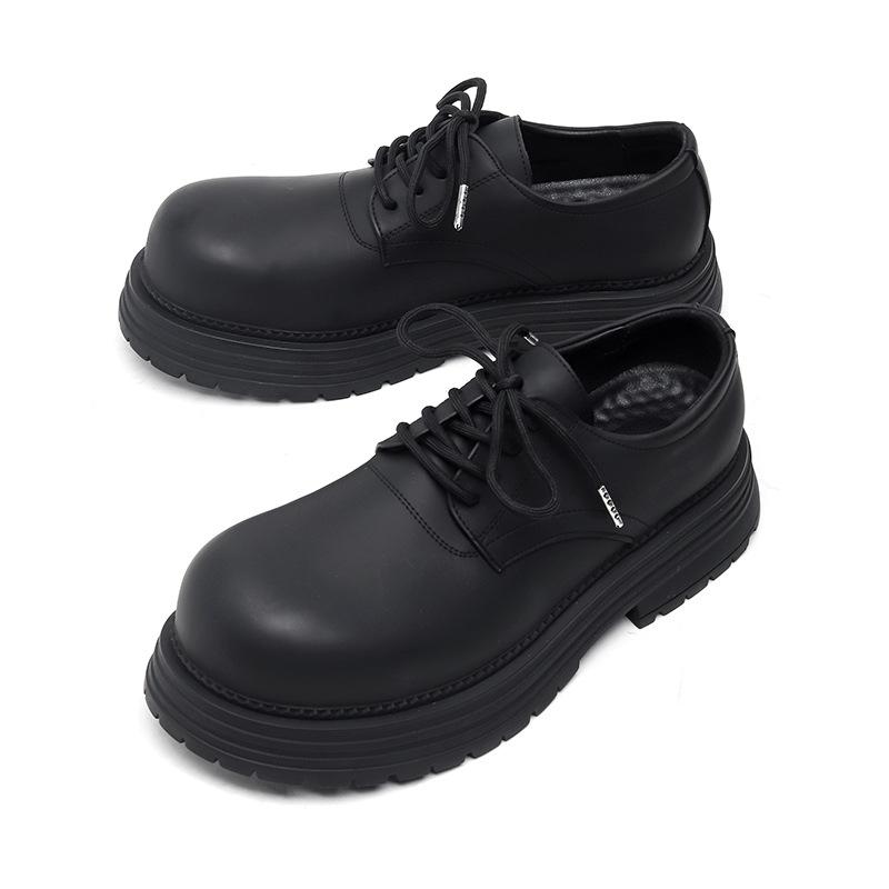 Men's Thick-soled Heightened Derby Shoes Retro and Old Big Head Shoes Uncomfortable Lace-up Low-top Shoes 2230-R