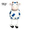 Cow Figurine Resin Statue, Cute Shelf Sitter with Dangling Rope Legs, Garden Decor for Patio Cartoon Farmhouse Animal Ornament Fence Railing, Planter,