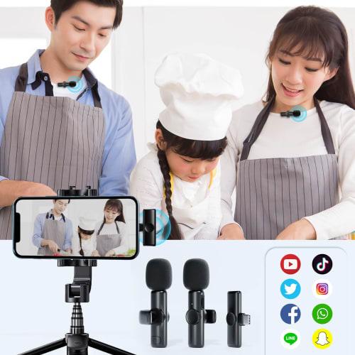 CINTYP Wireless Lavalier Lavalier Microphone, Compatible with Two People Simultaneously, Clip-on, Instant Connection, 360 Sound Collection, Noise Red