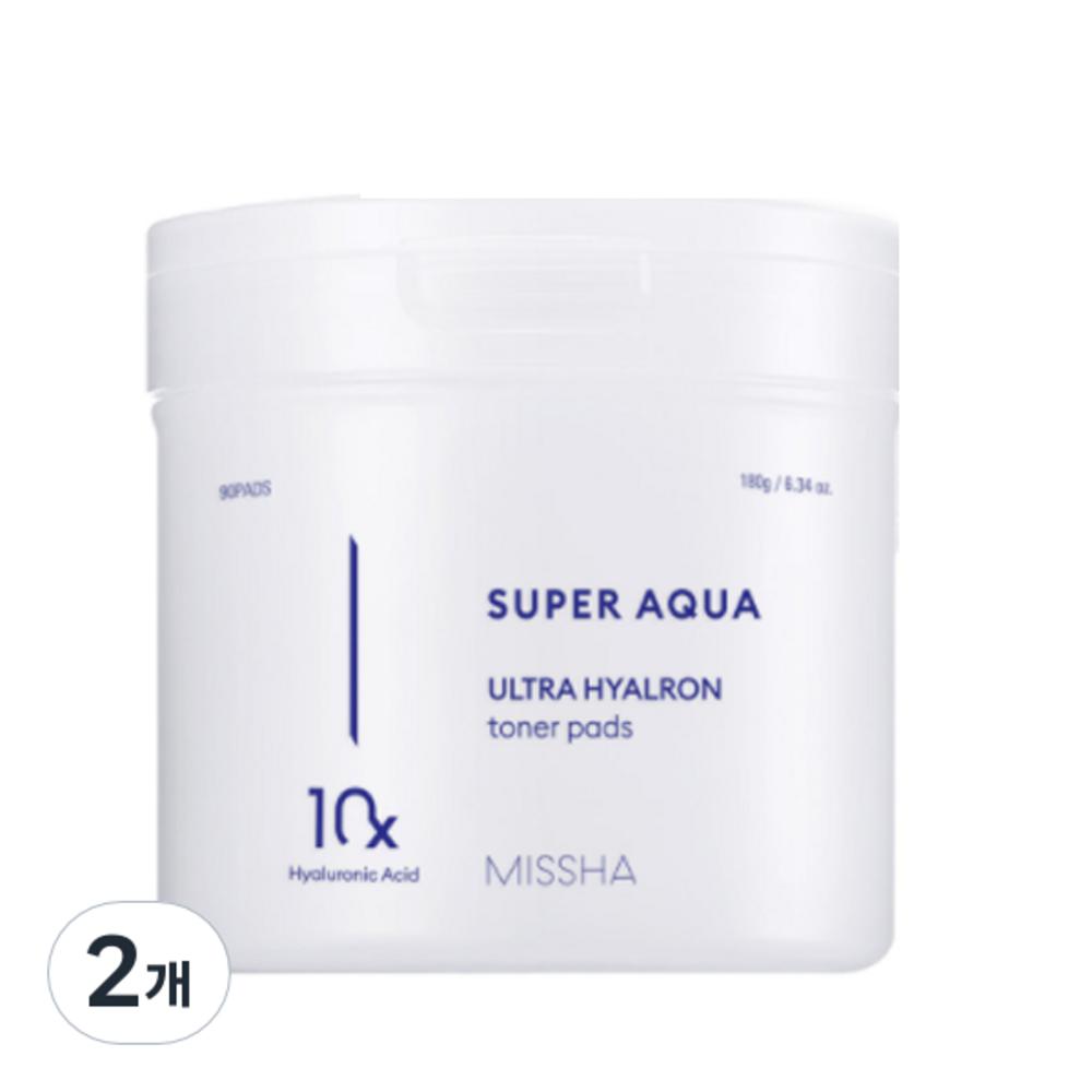 MISSHA Super Aqua Ultra Hyalon Toner Pads 90 Sheets, 2 Pieces