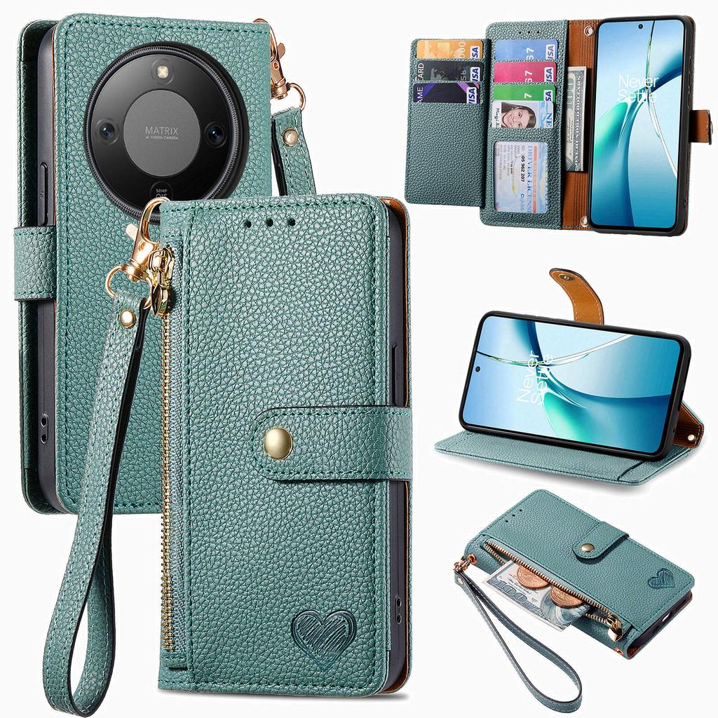 For Honor X9d 5G/Honor X70 5G/Honor Magic8 Lite 5G Case RFID Blocking Zipper Pocket Leather Wallet Phone Cover with Strap