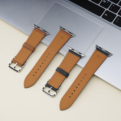 Simple First Layer Calfskin Ultra Leather Watch Strap 49mm Replacement for Apple Watch Ultra All Series Premium Wristband Accessory