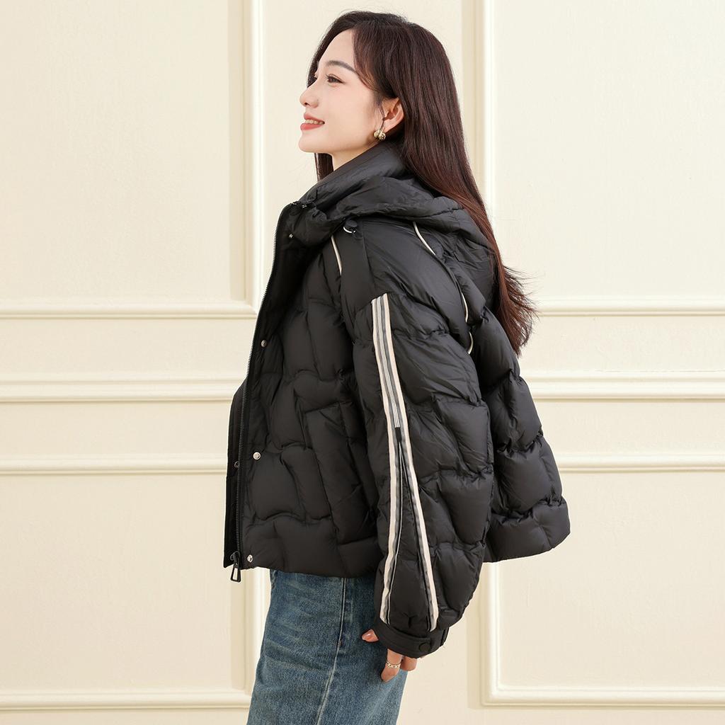 Winter new versatile hooded short jacket with thick fleece for women
