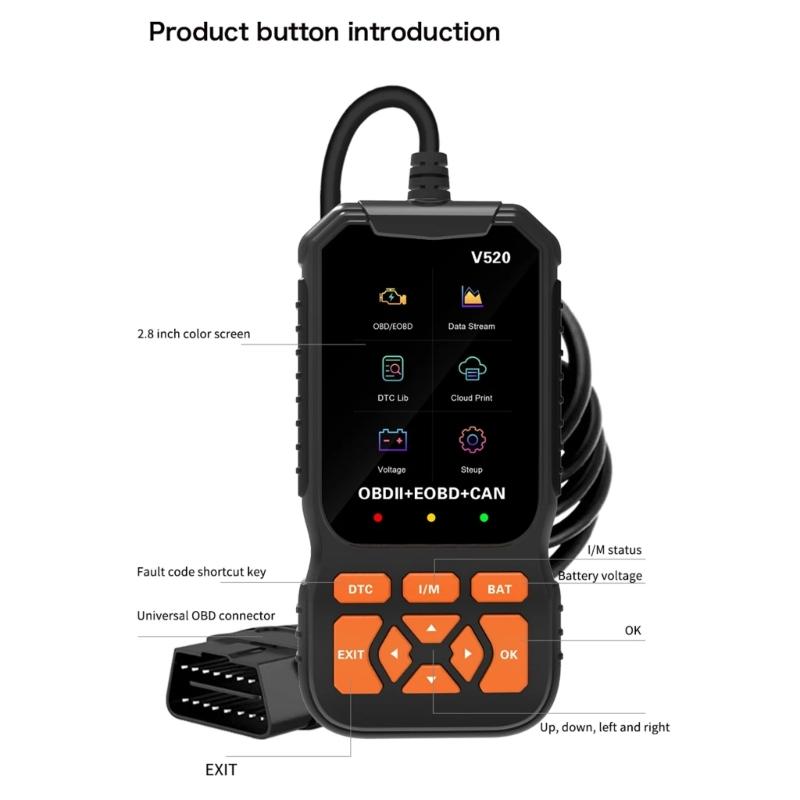 Vehicle OBD Scanner Auto Engine Light Fault Code Reader Detection Multi-language Diagnostic Scanner with Digital Display