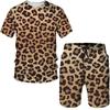 Tuta Sportiva Uomo Estiva Stampa Leopardo 3D Moda Versatile Tendenza Casual Traspirante