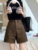 Brown Denim Shorts for Women High Waist Casual Half Pants Straight Jeans A-line Shorts Vintage Style Y2k Clothes Summer