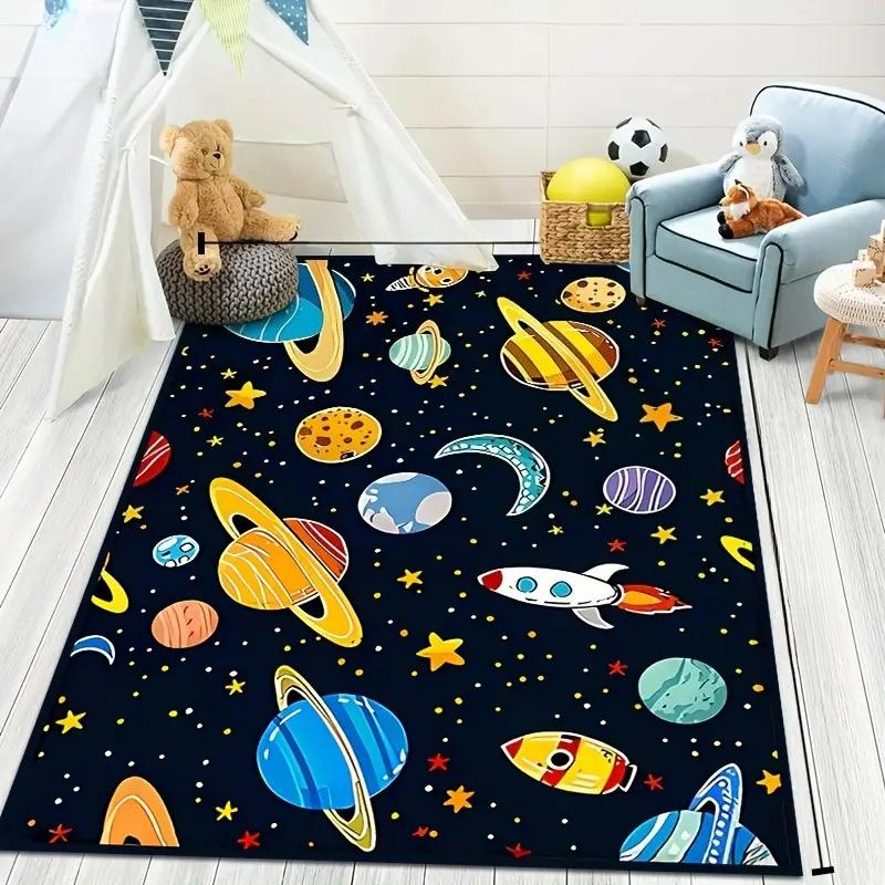 Alphabet, Universe Galaxies Carpet for Kid's Room Decor Kids Play Mat Nursery Living Room Rug Reading Area Rug Christmas Gift
