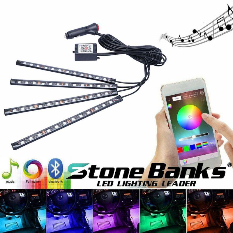 

Автомобильные RGB светодиодные ленты с Bluetooth управлением через приложение для телефона, пульт дистанционного управления, наклейки для декора пола салона автомобиля, лампа, светодиодные ленты для автомобиля, автомобильные аксессуары 1pcs
