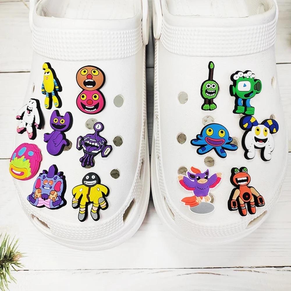15-delige Sets Monster Muziekspel Cartoonserie Schoenaccessoires voor Klassieke Houten Klompen Decoratie, Kindercadeau