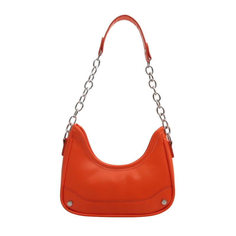 

This year s popular shoulder bag niche design baguette underarm bag texture chain commuting foreign style women oblique span bag помаранчевий