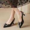 Pointed Toe French Heels Women's New Metal Buckle Sexy Stiletto Heel Wrapped Sandals