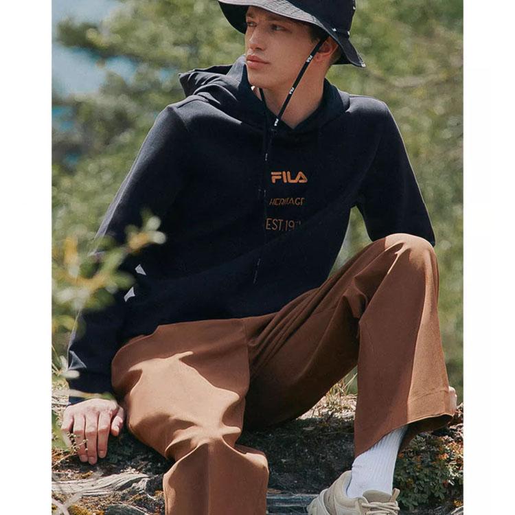 FILA Fw22 Embroidered Logo Back Print Casual Sweatshirt Men sweatshirt Black F11M248208FBK