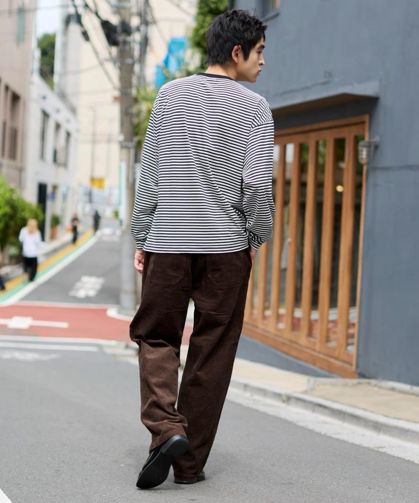 WEGO Medium Type G Dark Brown Easy Wide Leg Long Winter Men's (Corduroy) Pants, Pants, Trousers, Bottoms, Pants, Simple, Year-Round Style, Classic,