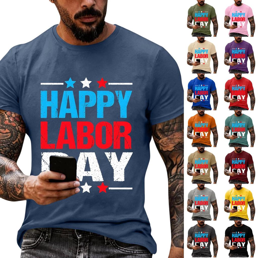Men's Casual Loose Fit Short Sleeve T-Shirt Crew Neck Printed Graphic Tee Summer Top for Everyday Wear