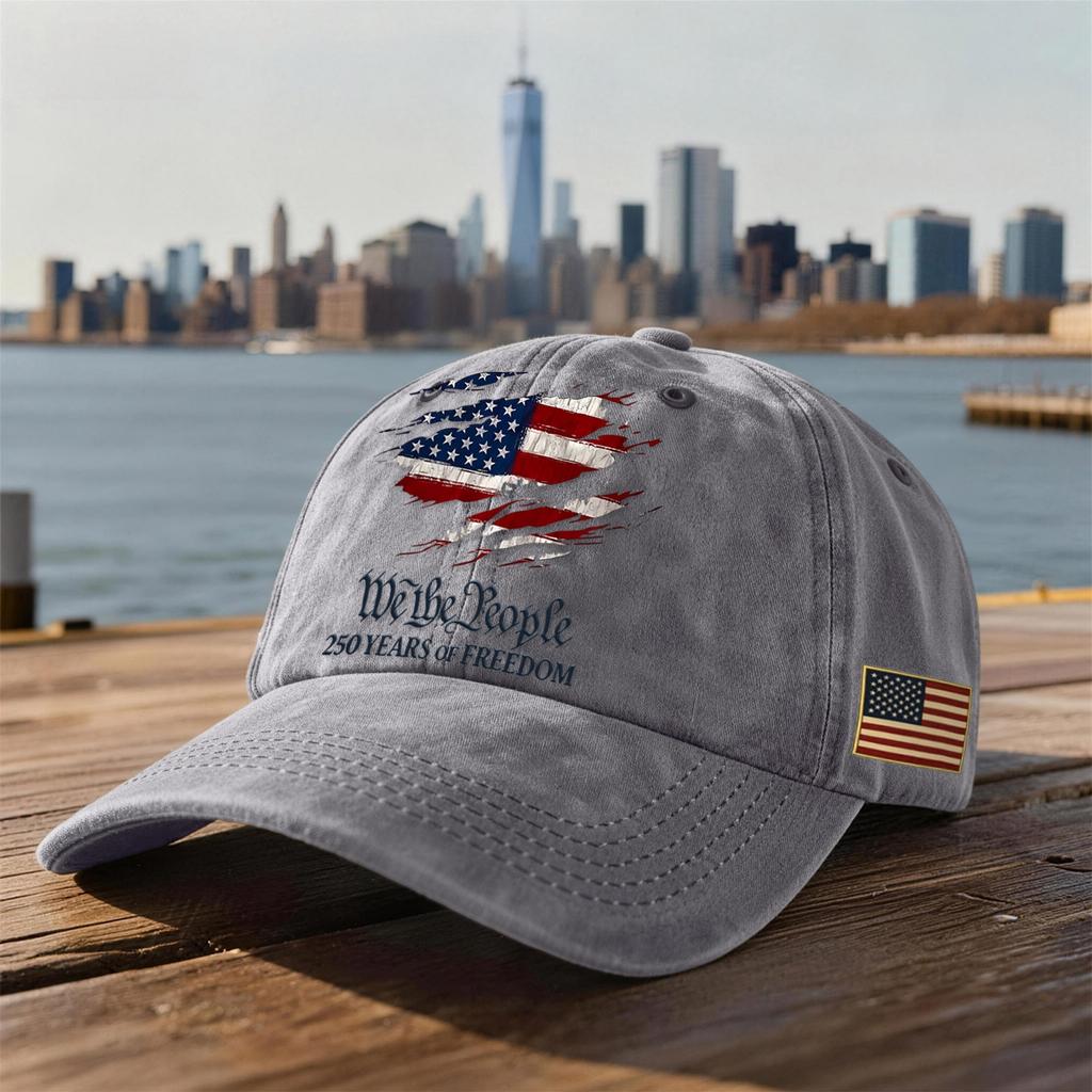 Unisex USA 250th Anniversary Printed Distressed Washed Baseball Cap | Patriotic Vintage Hat For Celebrations